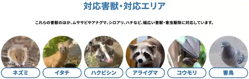害獣プロテックの対応害獣